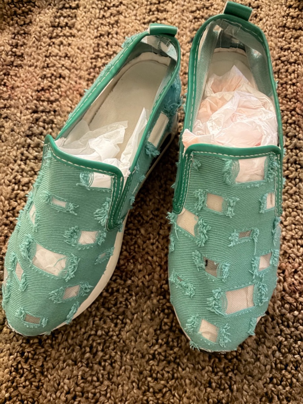 Source Unknown Teal Distressed Slip-On Ankle Booties